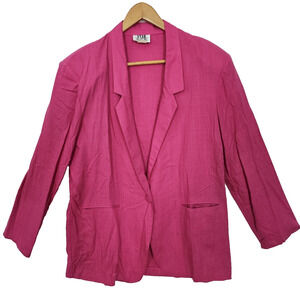 Vtg Womens Blazer L Hot Pink Jacket Work Attire Business Barbie 80s 90s Power